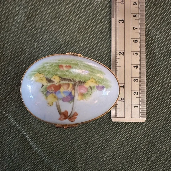 Limoges Decorative Blue and Gold Easter Egg Trinket Box - Picture 8 of 8